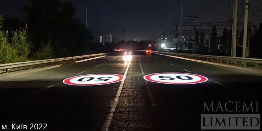 Трафаретна гобо проекція вказівники розмітка пішохідний перехід зебра безпека на дорогах