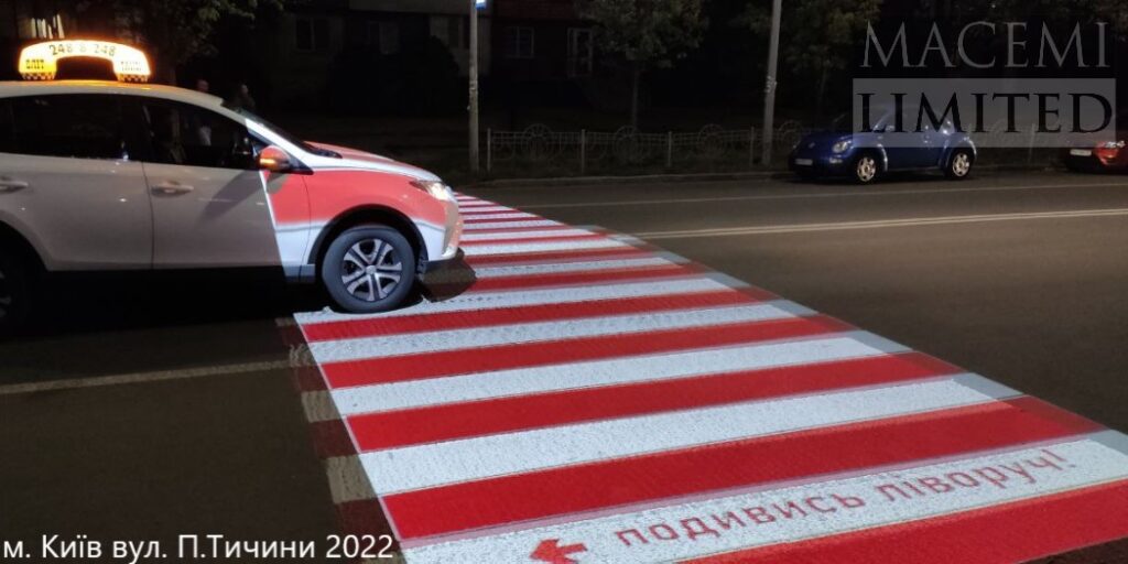 Трафаретна гобо проекція вказівники розмітка пішохідний перехід зебра безпека на дорогах